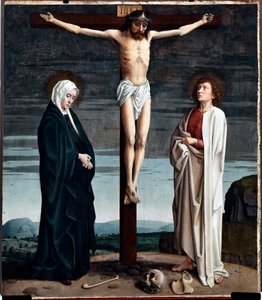 Polyptychový panel Ukřižování z kostela San Gerolamo della Cervara - Malba Gerarda Davida (asi 1460-1523) 1506 Rozměr 90x100 cm Genes Musei di Strada Nuova (ex Palazzo Bianco) Itálie
