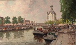 Pohled na Witte Huis, Rotterdam (olej na plátně) od Gerard Delfgaauw
