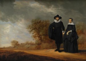 purkmistr Cornelis Damasz. van der Gracht a jeho manželka Jopken Jacobs v krajině od Gerard Donck