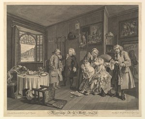 Manželství A-la-Mode, deska VI, 1. dubna 1745. od Gerard Jean Baptiste Scotin