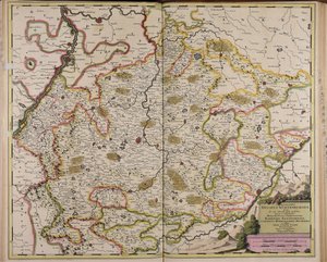 Chorographia ducatus Wurtenburgici quem ab una alteraque parte includunt quique ei includuntur marchionatus praepositura Badensis Elwangensis comitatus Hohenzolern Rechberg et affine almae civitatis Ulmae territorium od Gerard Valck