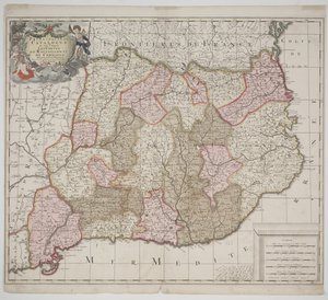 Katalánské knížectví, kolem 1702 (ručně kolorovaný lept) od Gerard Valck
