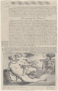 Tombolový lístek o obraz Venuše a Amora podle Michelangela, 1734. od Gerard Vandergucht