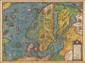 Mapa severní Evropy z roku 1593, Gerard de Jode od Gerard de Jode