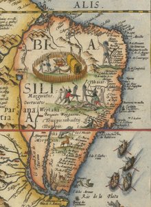 Mapa Jižní Ameriky, 1593 (oříznuto) od Gerard de Jode