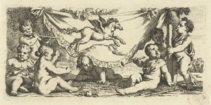 Putti dělá hudbu s Pegasem od Gerard de Lairesse