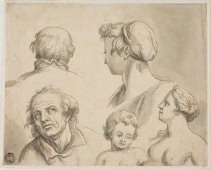 Náčrtky pěti bust od Gerard de Lairesse