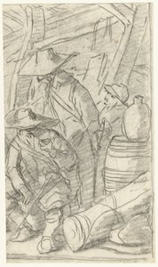 Tři muži v armádním táboře od Gerard ter Borch (II)