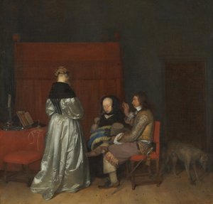 Galantní konverzace, známá jako Paternal Admonition od Gerard ter Borch