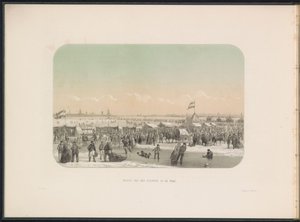 Ledová zábava na Maas v Rotterdamu, pohled z pevnosti, 1855 Pohled na pevnost na Maas (název na objektu) Ledová zábava na Maas v Rotterdamu v únoru 1855 s titulky (název série na objektu)