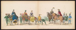 Maškaráda leidenských studentů, 1855 (deska 10) Kostýmovaný průvod pořádaný členy leidenského studentského sboru 12. června 1855 na oslavu 280. výročí Leidsche Hoogeschool, zobrazující vstup Karla V. do