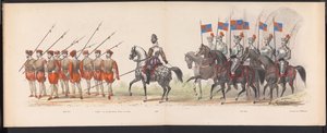 Maškaráda leidenských studentů, 1870 (deska 18) Kostýmovaný průvod pořádaný členy leidenského studentského sboru 7. června 1870 na oslavu 295. výročí Leidsche Hoogeschool, zobrazující návštěvu Leidenu v r. od Gerardus Johannes Bos