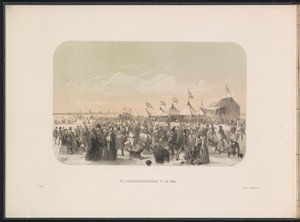 Bruslení na Maas v Rotterdamu, 1855 Kluziště na Maas (název na objektu) Ledová zábava na Maas v Rotterdamu v únoru 1855 s titulky (název série na objektu)