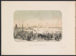 Soutěž o ledové plachetnice na Maas v Rotterdamu, 1855 Pohled na hardsail party s ledovými čluny (název na objektu) Ledová zábava na Maas v Rotterdamu v únoru 1855 s titulky (název série na objektu) od Gerardus Johannes Bos