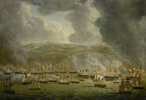 Útok kombinované anglo-nizozemské eskadry na Alžír, 1816 od Gerardus Laurentius Keultjes