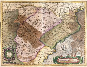 Aragonie a Katalánsko, Španělsko (rytina od Gerardus Mercator