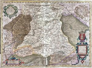 Castillia s Madridem a Toledem, Španělsko (rytina od Gerardus Mercator
