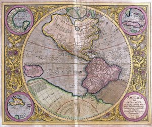 Severní a Jižní Amerika a Nová Guinea od Gerardus Mercator