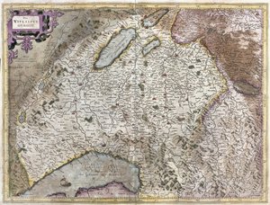 Severovýchodně od Ženevy, Švýcarsko (rytina od Gerardus Mercator