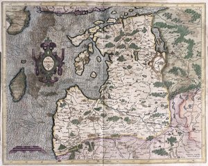 Oblast severního Baltského moře, Riga, Lotyšsko (rytina od Gerardus Mercator