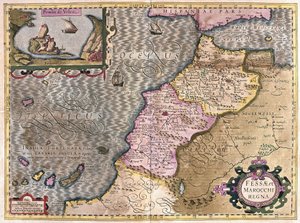 Severozápadní Afrika s Kanárskými ostrovy (rytina od Gerardus Mercator