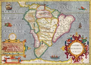 Jižní Amerika Amerika Meridionalis: z Atlasu Gerarduse Mercatora, 1633, 1936