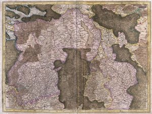 Mapa Brabantska bez názvu: Belgie a Nizozemsko (rytina od Gerardus Mercator