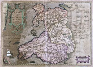 Wales, Velká Británie (rytina od Gerardus Mercator