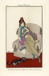 Žena ve vestě ze skotského hedvábí, krepová bavlněná sukně. od Gerda Marie Frederike Wegener