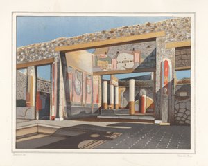 Pohled na tablinum, místnost mimo atria, v domě bankéře Luciuse Caecilise Iucunduse, Reg V, Ins 1, 26. Chromolitografie Victora Steegera podle ilustrace Geremia Discanno od Emila Presuhna (1844-1878) Nejkrásnější Obrazy z