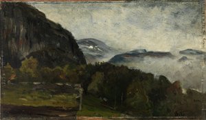 Krajina v Øylo v mlze od Gerhard Munthe