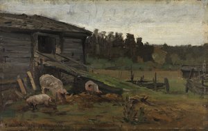 Prase v Barn Bridge od Gerhard Munthe