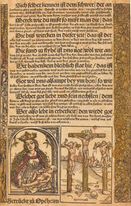 Broadside se dvěma scénami ze života Krista a Groteskními hranicemi od German 15th Century