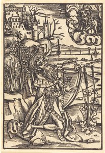 David hraje na harfu od German 15th Century