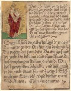 Madonna a dítě ve slávě s odpustkem a modlitbou od German 15th Century