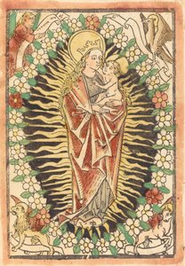 Madona s dítětem v růženci od German 15th Century