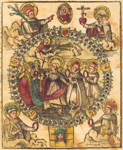 Madona v růženci se svatými od German 15th Century