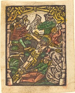 Kristus přibitý na kříž od German 15th Century or Master of the Meshed Background