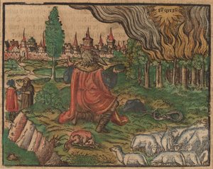 Mojžíš a hořící keř od German 16th Century