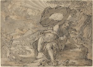 Alegorická ženská postava v krajině [recto] od German 17th Century