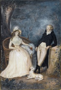 Charlotte von Stein a Johann Wolfgang von Goethe v rozhovoru, druhá polovina 18. stol.