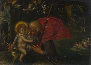 Svatý Kryštof nesoucí Jezulátko, 17. století od German Master
