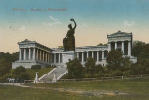 Bavorská socha a Ruhmeshalle, Mnichov. Pohlednice odeslaná v roce 1913. od German Photographer