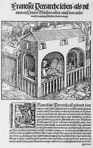 Františkánský mnich kopírující rukopis od German School