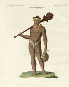 Nukahiwans s netopýrem a tykvemi (barevná rytina) od German School