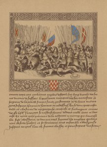 Stránka z francouzského rukopisu ze 16. století zobrazující scénu z Froissarts Chronicles od German School