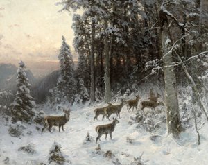 Zimní večer ve Schwarzwaldu, kolem roku 1880
