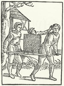 Dřevoryt scény z příběhu Till Eulenspiegel (rytina) od German School