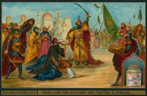 Abd-ar-Rahman III. se prohlašuje cordóbským chalífou, Liebig Card od German School