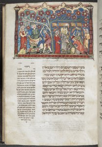 Přidat. 22413, f.71 Scéna sklizně, z „Jihoněmeckého Machzoru (Festivalová modlitební kniha)“, cca 1320 (inkoust a barva na pergamenu) od German School